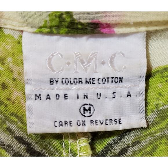 Color Me Cotton medium Cotton yellow floral print button-up blouse - Picture 4 of 5